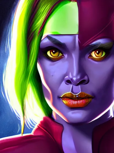 Image similar to gamora from guardians of the galaxy, portrait, digital painting, elegant, beautiful, highly detailed, artstation, concept art