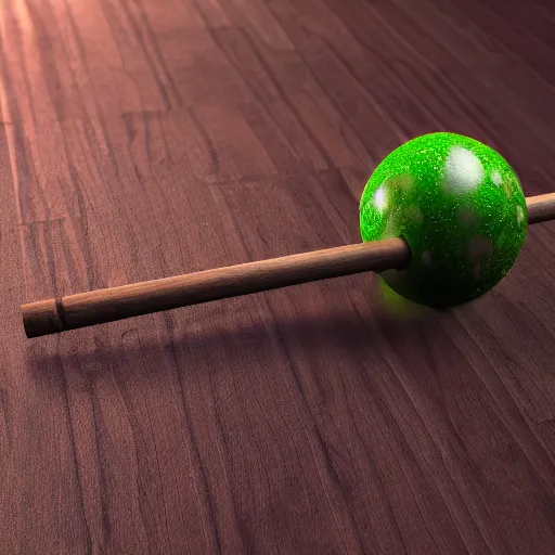 Prompt: wooden staff with green slime on it, octane render