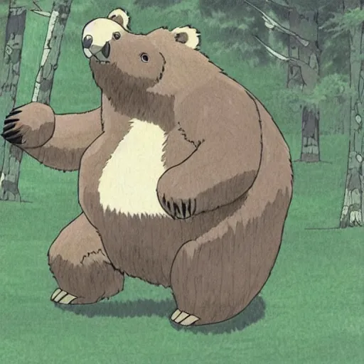 Prompt: a bear drawn by studio ghibli, hayao miyazaki