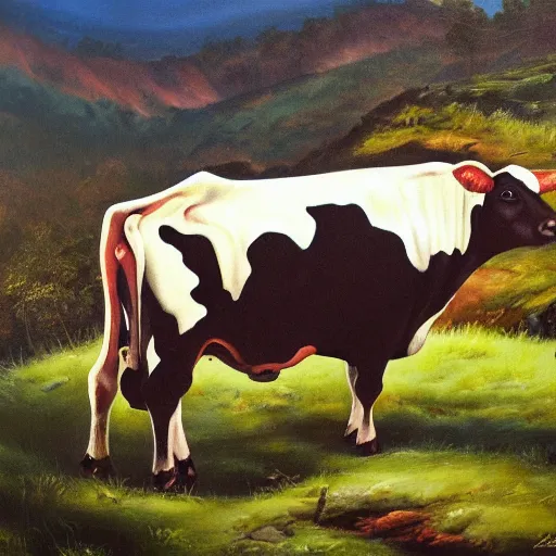 Image similar to cow on mountain oil panting