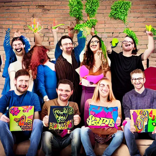 Image similar to team of happy creative people