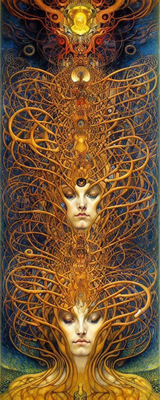 Image similar to Divine Chaos Engine by Karol Bak, Jean Delville, William Blake, Gustav Klimt, and Vincent Van Gogh, symbolist, visionary