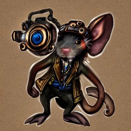 Prompt: a rat with steampunk, from dota2