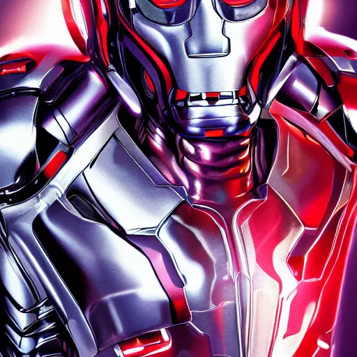 Image similar to ultron marvel, portrait photoshoot, magazine cover, versace, gucci magazine, cover magazine, photorealistic, 8k