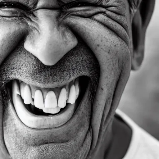 Image similar to a really close - up shot of a laughing mexican man, photography, 8 k