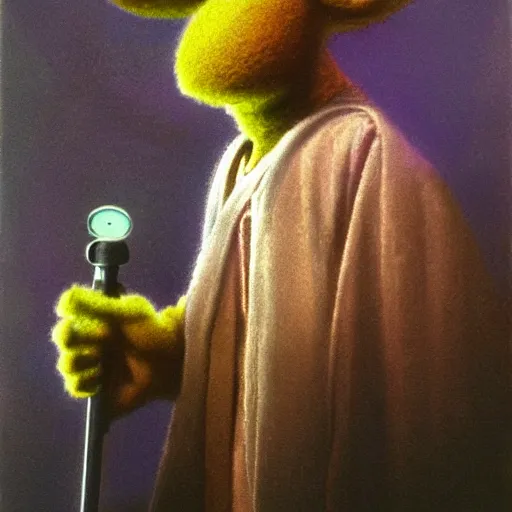 Image similar to gonzo the muppet dressed as a jedi master in the style of odd nerdrum