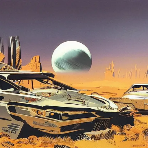 Image similar to post - apocalyptic earth by syd mead