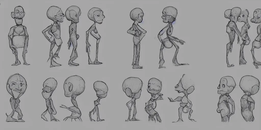 Image similar to character design, front and side elevation, by pixar studios, 8 k