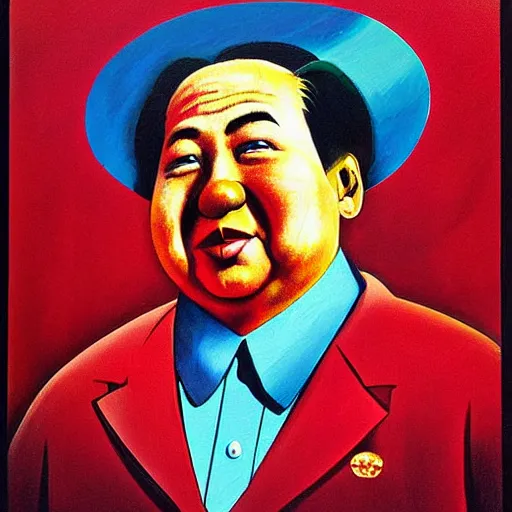 Prompt: communist clown, mao, propaganda art style painting