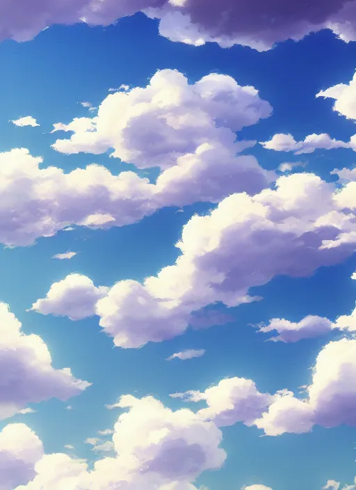 Image similar to daydreaming student, blue sky, daydreams appearing in the clouds, by makoto shinkai