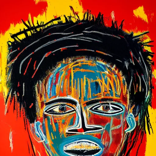 Image similar to A extremely highly detailed majestic hi-res beautiful immaculate head and shoulders painting of a strong black african man by Jean-Michel Basquiat, 8k, high textures, hyper sharp, insanely detailed and intricate, super detailed, 4k HDR high quality