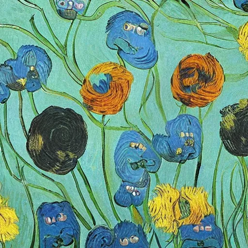 Image similar to highly detailed beautiful happy animals, by Van Gogh