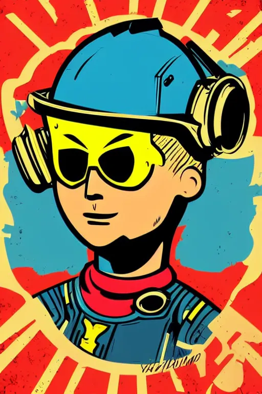 Image similar to fallout 7 6 retro futurist illustration art by butcher billy, sticker, colorful, illustration, highly detailed, simple, smooth and clean vector curves, no jagged lines, vector art, smooth andy warhol style