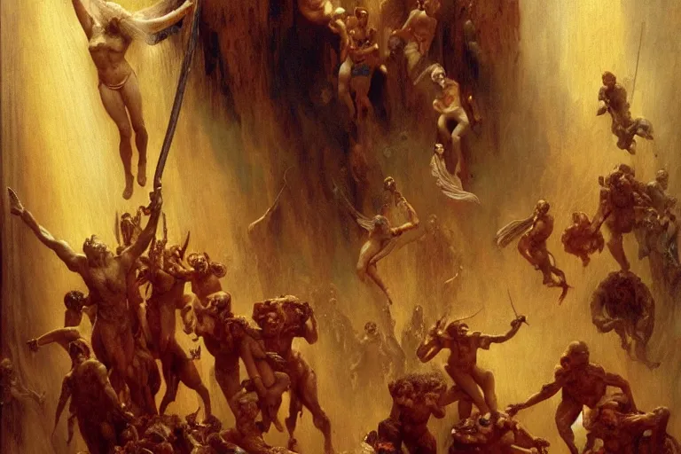 Image similar to the seventh circle of hell from dante's divine comedy. highly detailed painting by gaston bussiere, craig mullins, j. c. leyendecker 8 k