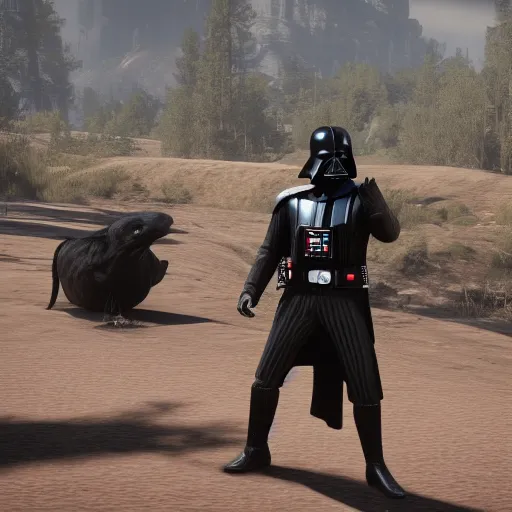 Prompt: Darth Vader as seen in Red Dead Redemption 2