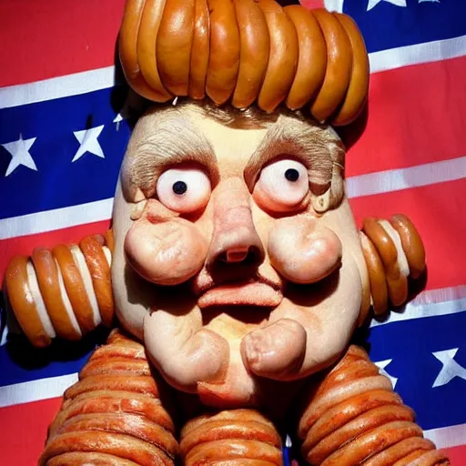Image similar to donald trump made out of sausages