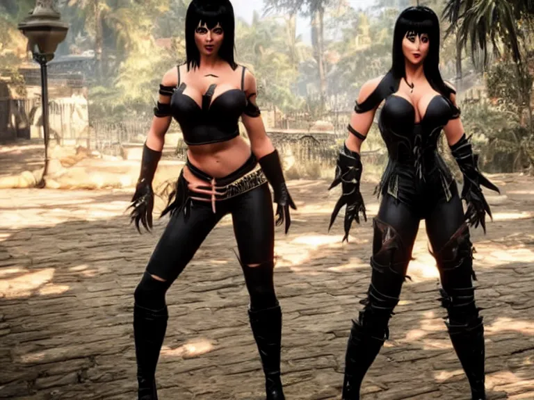 Prompt: Elvira in in Mortal Kombat 11, PS5, 5k, in-game cimematic, official media