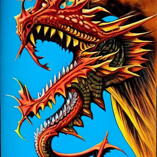 Image similar to dragon, vintage art, by ed emschwiller