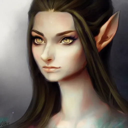 Prompt: portrait of an elven female in the style of Charlie Bowater