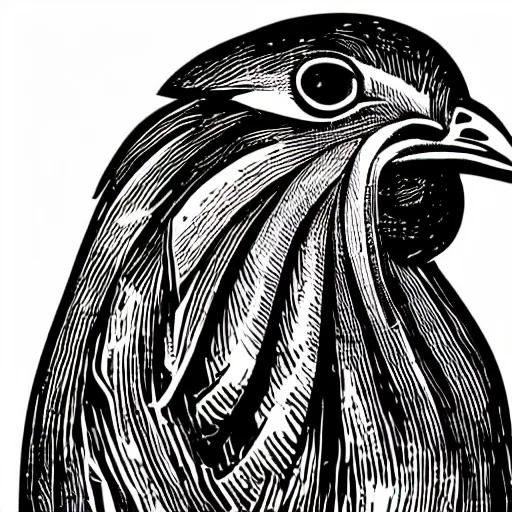 Prompt: a LinoCut Print print of a beautiful a Chicken by Vladimir Zimakov.