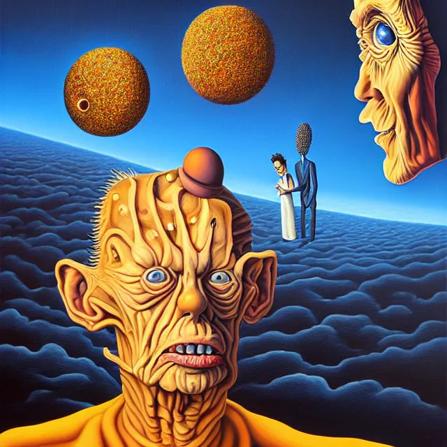 Prompt: an oil on canvas portrait painting of beavis and butt - head, surrealism, surrealist, cosmic horror, rob gonsalves, high detail