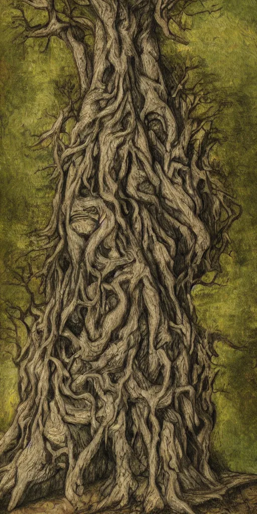 Prompt: a detailed portrait of a tree castle