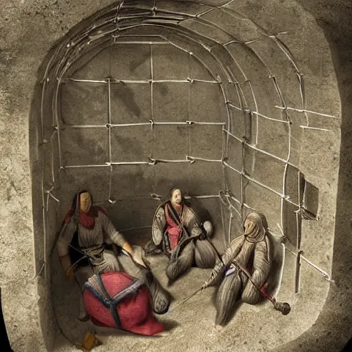 Image similar to medieval people encased in a glacial prison