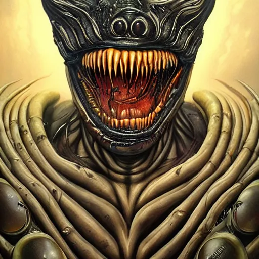 Image similar to Lofi Giger Scorn portrait of Venom as Alien Pixar style by Tristan Eaton Stanley Artgerm and Tom Bagshaw