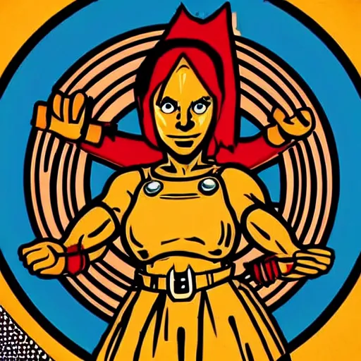 Prompt: zazie beets as the vitruvian man. pop art, bioshock style, fallout style.