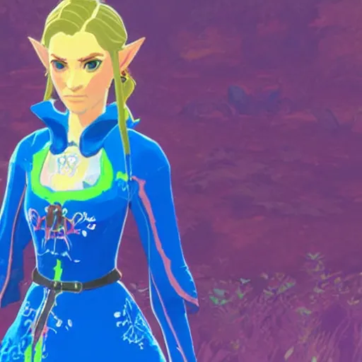 Image similar to Moira Rose from Schitt’s Creek, in Legend of Zelda Breath of the Wild