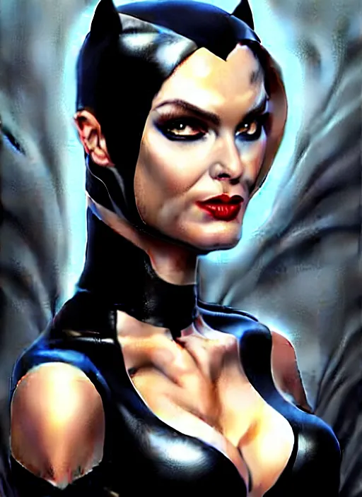 Prompt: a _ fantasy _ style _ portrait _ painting _ catwoman, oil _ painting _ unreal _ 5 _ daz. _ rpg _ portrait _ extremely _ detailed _ artgerm _ greg _ rutkowski _ greg