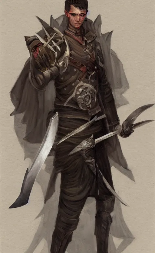 Prompt: an oil drawing of a young vampire with great sword in his hand, a character portrait by muggur, disco elysium character, featured on deviantart, fantasy art, concept art, official art, hd mod