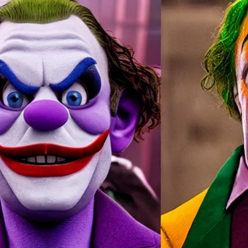 Image similar to film still of Waluigi as joker in the new Joker movie