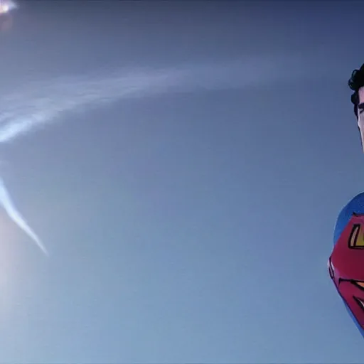 Image similar to superman farting out chemtrails, reality, realistic, detailed, 8 k, award winning, wide shot,