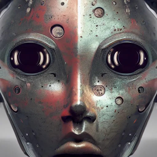 Prompt: a robot face with eyes made out of planets, shiny metal and rusty metal, mech, cyberpunk, artstation, hyperrealism, award winning digital art, photoshop contest winner, futuristic