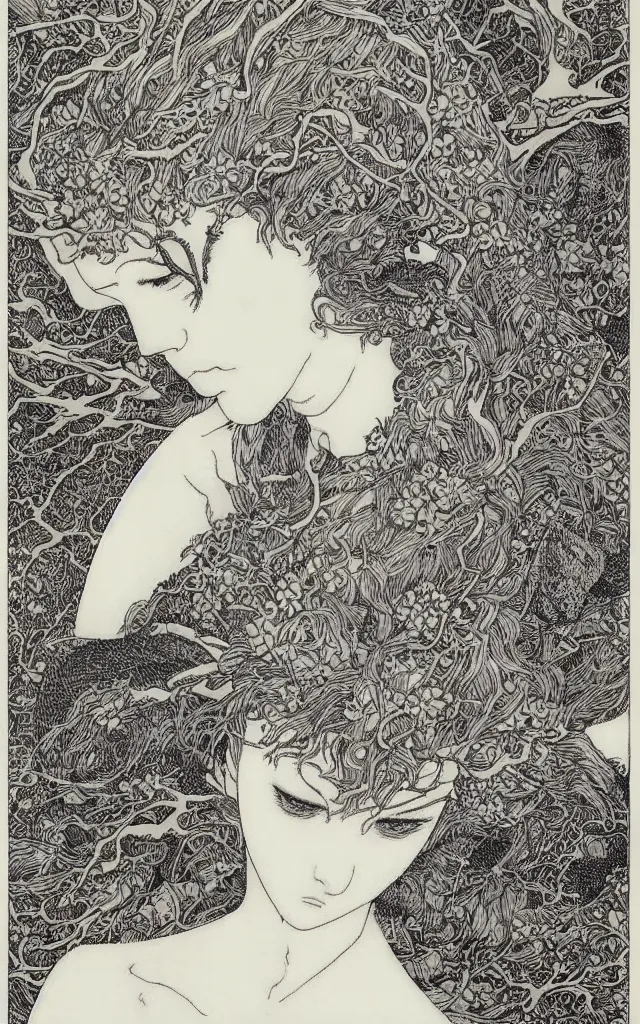 Image similar to delicate wolf spirit drawn by Takato Yamamoto, mystic eyes, clean ink detailed line drawing, intricate detail drawing, portrait