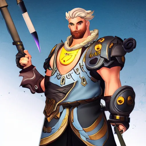 Prompt: zeus overwatch hero concept character