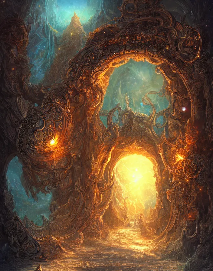 Image similar to the gate to the eternal kingdom of serendipity, fantasy, digital art, hd, detailed.