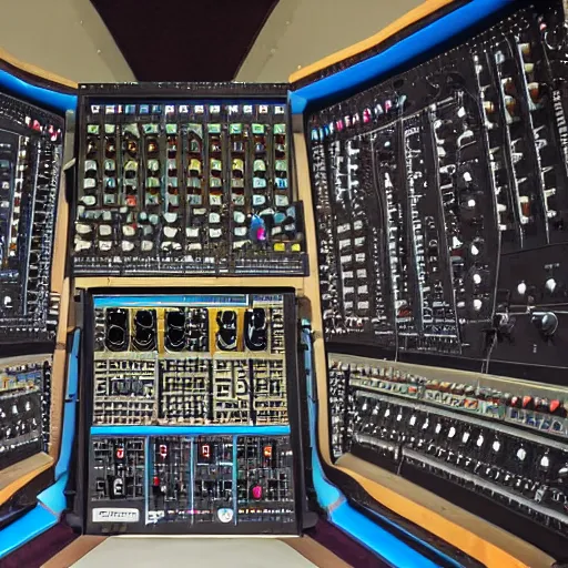 Image similar to a spaceship built with modular synthesizers