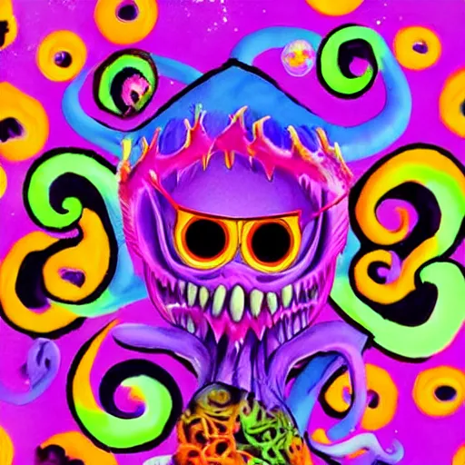 Prompt: horrifying eldritch monster in the style of lisa frank