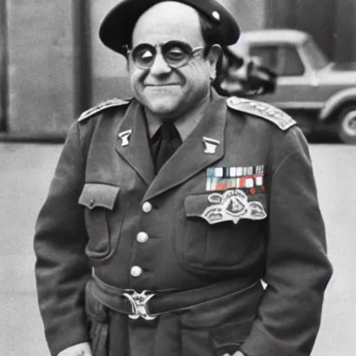 Image similar to portrait photograph of Danny DeVito as a WW2 Nazi Germany general