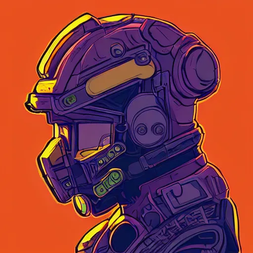 Image similar to helmet lion cyberpunk made of yellow lava and fire in borderlands 3 style, profile portrait, digital illustration, vector art, drawing, mecha, epic size, epic scale, macro art