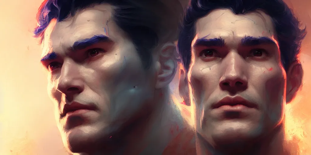 Image similar to facial portrait of superman using his laser eyes, extremely detailed digital painting, in the style of fenghua zhong and ruan jia and jeremy lipking and peter mohrbacher, mystical colors, rim light, beautiful lighting, 8 k, stunning scene, raytracing, octane, trending on artstation