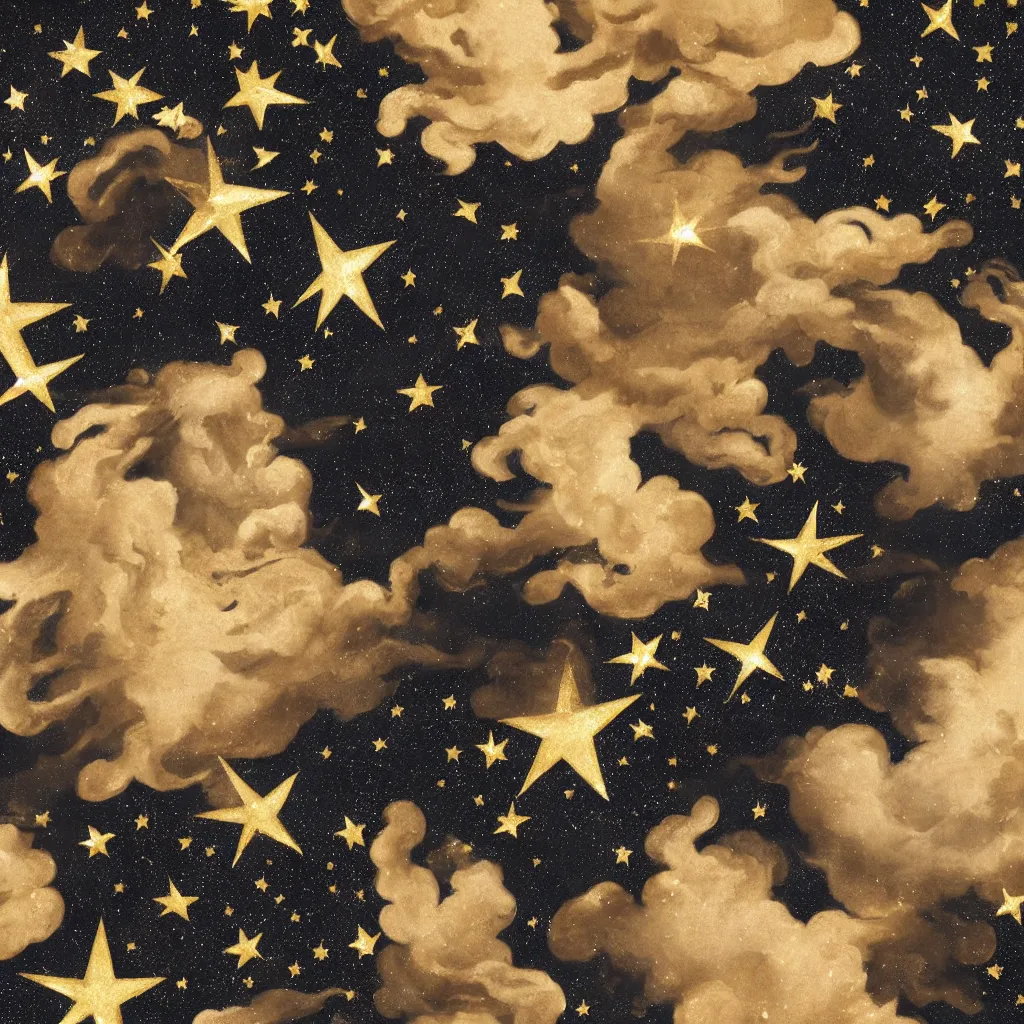 Prompt: baroque woman marble and gold in space, stars, clouds