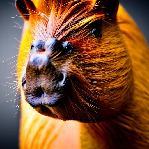 Prompt: beautiful humanized capybara - girl in full growth, studio shooting style, professional photographer, many details, super realistic, high quality, 8 k