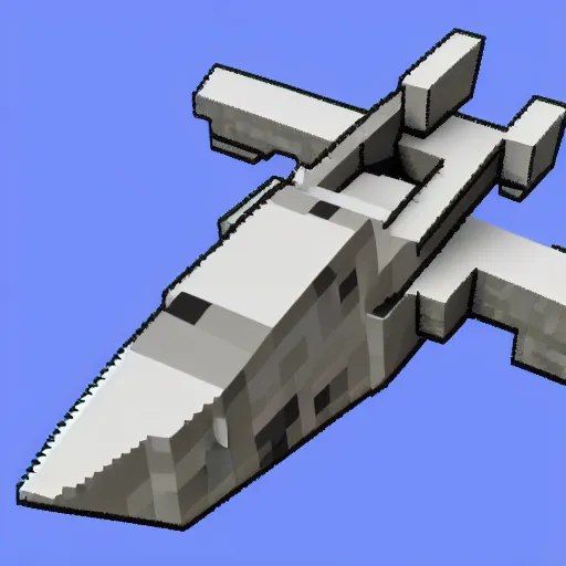 Image similar to gray minecraft spaceship