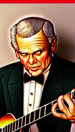 Image similar to portrait of doc watson playing guitar in the style of norman rockwell, photorealistic, award - winning