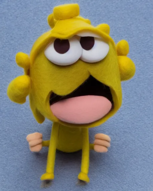 Image similar to jake from adventure time as a muppet. highly detailed felt. hyper real photo. 4 k.