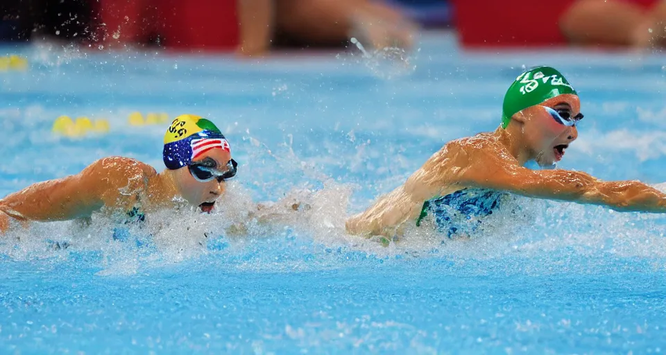 Image similar to olympic swimming in sand instead of water, extremely coherent, motion blur