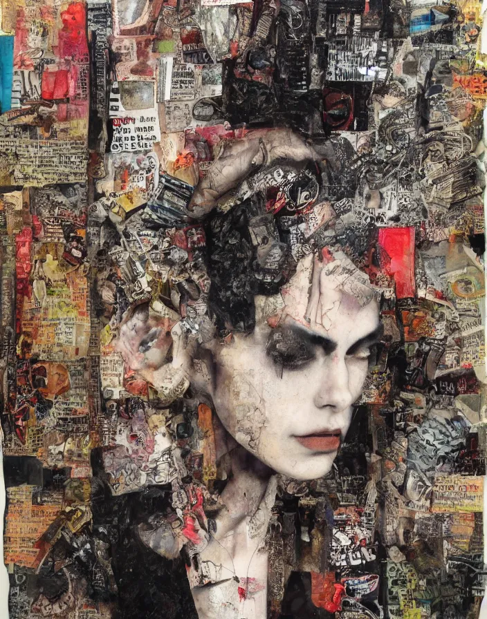 Image similar to deja vu detailed mixed media collage, conteporary art, punk art, realistic face, photorealistic, expressionism, masterpiece, perfect composition, spectacular quality, intricate oil details